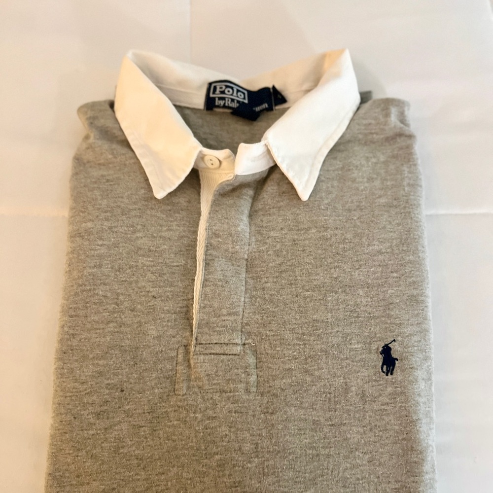 Original Polo Longs Sleeve- Gray, Size:XL. Authentic Polo